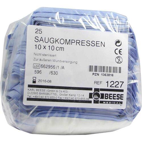 Saugkompressen unsteril 10x10 cm 1227 - 1