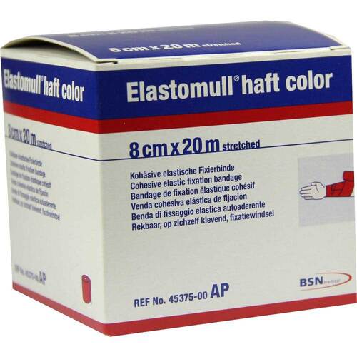 Elastomull haft color 8 cmx20 m Fixierbinde rot - 1