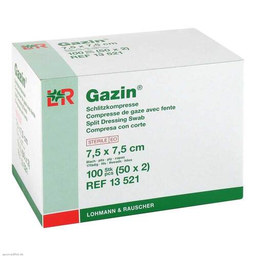 Gazin Schlitzkompressen 7,5x7,5 cm steril 8fach - 1