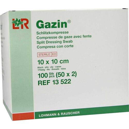 Gazin Schlitzkompressen 10x10 cm steril 8fach - 1