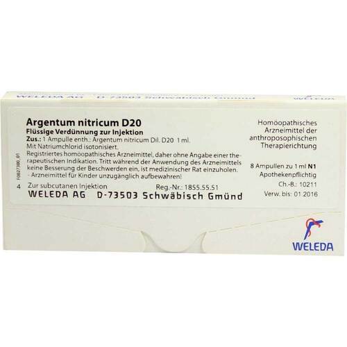 ARGENTUM NITRICUM D 20 Ampullen - 1