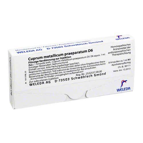 Cuprum metallicum Pr&auml;parat D 6 Ampullen - 1