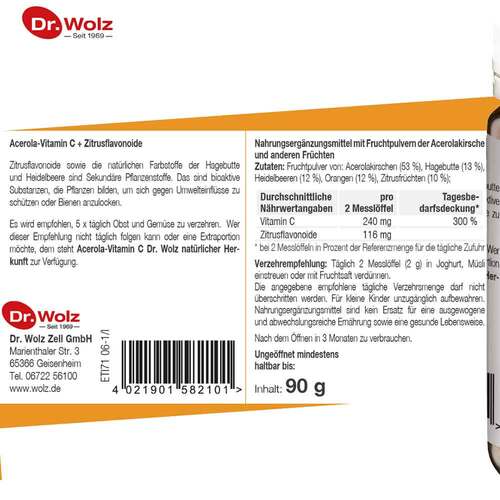 Vitamin C + Bioflavonoide Dr.Wolz Pulver - 5