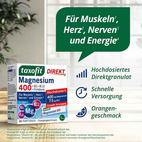 Taxofit Magnesium 400 + B1+B6+B12+Fols&auml;ure 800 Granulat  - 2