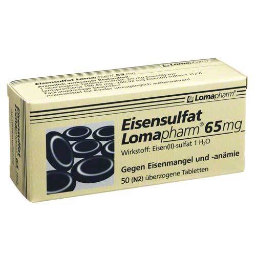 Eisensulfat Lomapharm 65 mg &uuml;berzogene Tabletten  - 1