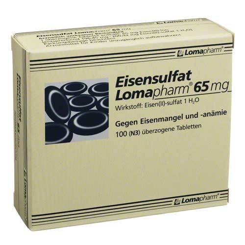 Eisensulfat Lomapharm 65 mg &uuml;berzogene Tabletten  - 1