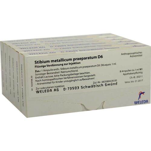 STIBIUM METALLICUM PRAEPARATUM D 6 Ampullen - 1
