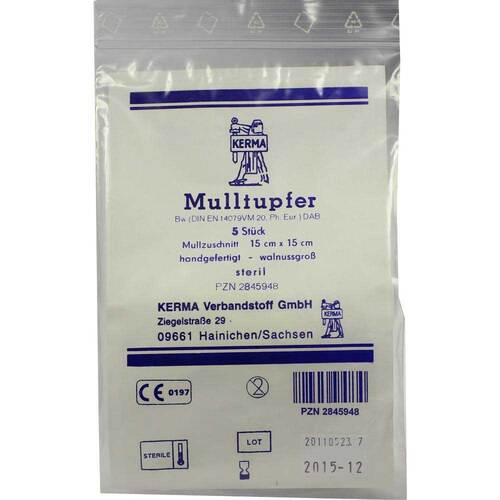 Mulltupfer 15x15 cm walnussgro&szlig; steril - 1