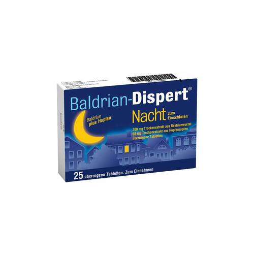 Baldrian Dispert Nacht zum Einschlafen &uuml;berzogene Tabletten  - 1