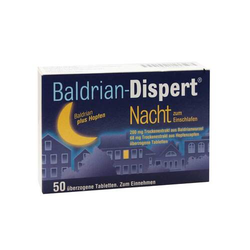 Baldrian Dispert Nacht zum Einschlafen &uuml;berzogene Tabletten  - 1