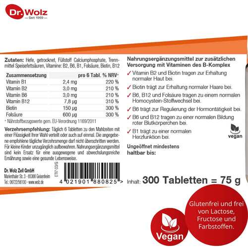 B-Komplex + Biotin+Fols&auml;ure Tabletten - 5