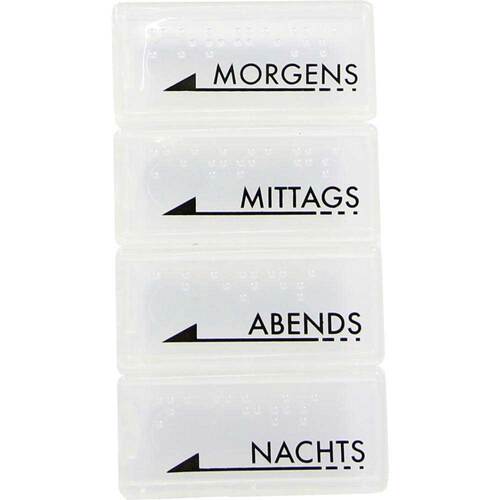 Tablettendose mo / mi/ab/na mit Blindenschr.wei&szlig; tran. - 1