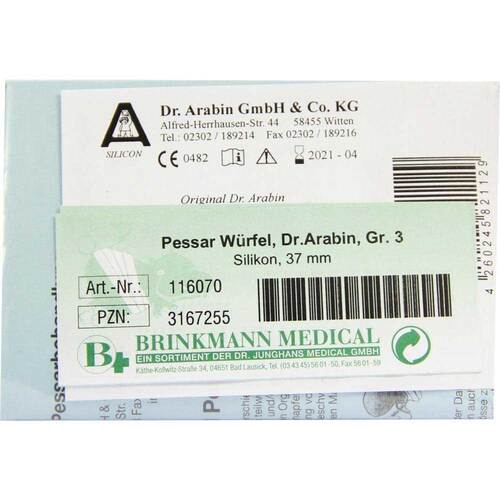 W&uuml;rfelpessar Silikon 37 mm Gr&ouml;&szlig;e 3 n.Arabin - 1