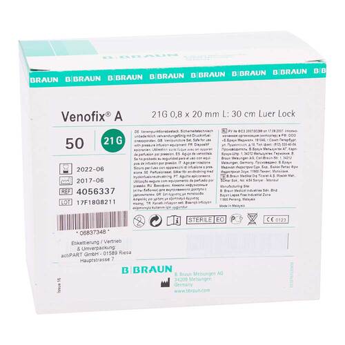 VENOFIX A Venenpunktionsb.21 G 0,8x19mm 30cm gr&uuml;n - 1