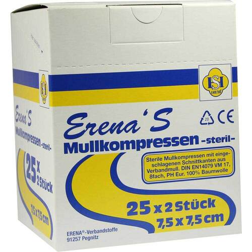 Erena Mullkompresse 7,5x7,5 cm steril 8fach - 1