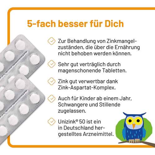 Unizink 50 magensaftresistente Tabletten - 2