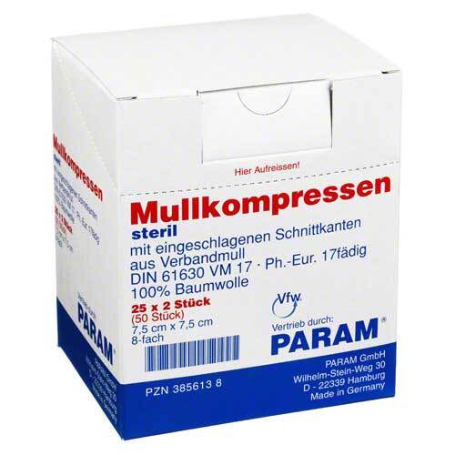 MULLKOMPRESSEN 7,5x7,5 cm steril 8fach - 1