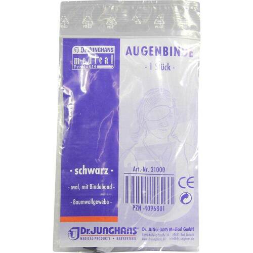 Augenbinde oval mit Bindeband schwarz - 1