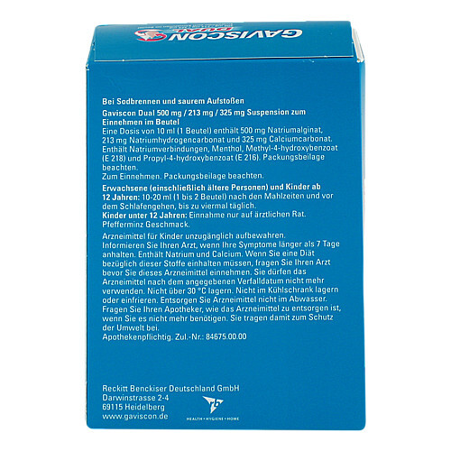 Gaviscon Dual 500mg / 213mg/325mg Suspension zum Einnehmen Beutel  - 3
