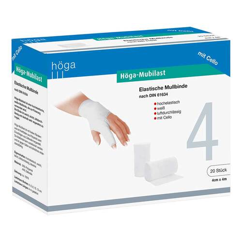 H&ouml;ga-Mubilast Fixierbinde 4 cmx4 m mit Cellophan - 1