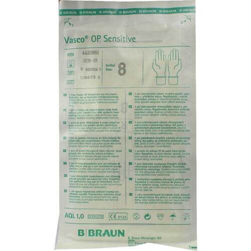 Vasco OP Sensitive Handschuhe steril puderfrei Gr&ouml;&szlig;e 8 - 1