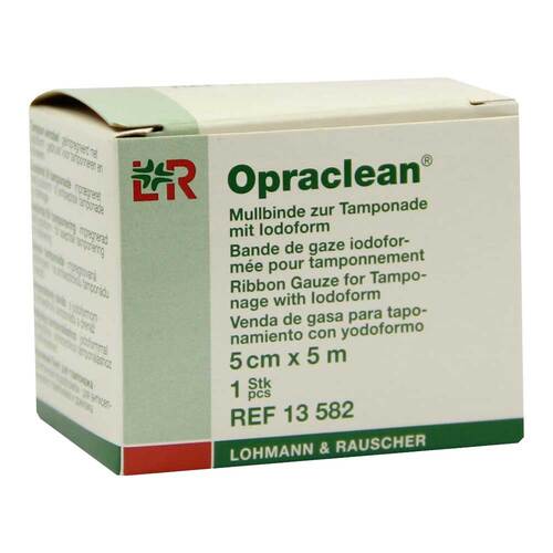 Opraclean Mullbinde z.Tampon.mit Jodoform 5 cmx5 m - 1