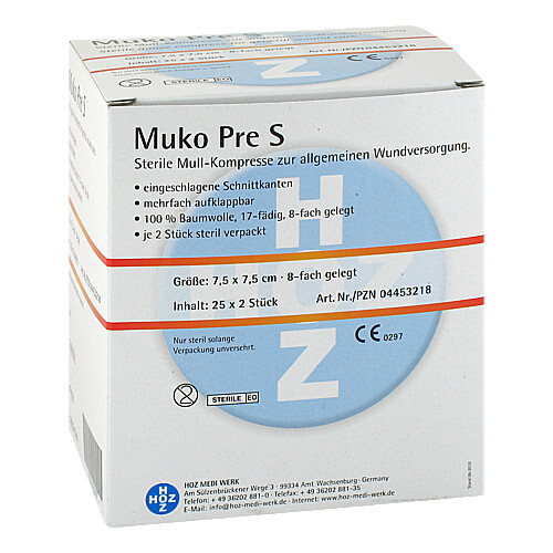 Muko Pre S Mullkompressen 7,5x7,5 cm steril 8fach - 1