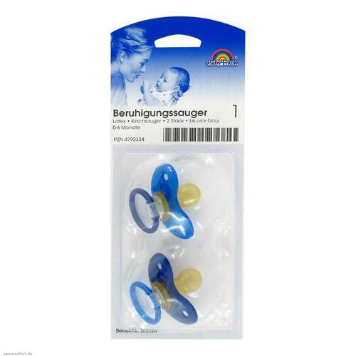 Beruhigungssauger Kirsche Latex 0-6 M.bicol.blau - 1