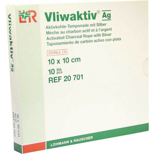 Vliwaktiv AG Aktivkohle Tampon.mit Silber 10x10 cm - 1