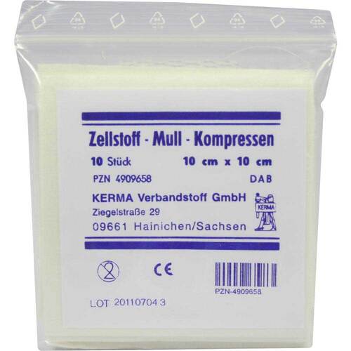 Zellstoff Mullkompressen 10x10 cm unsteril - 1