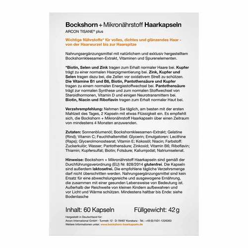 Bockshorn + Mikron&auml;hrstoff Haarkapseln Tisane plus - 3