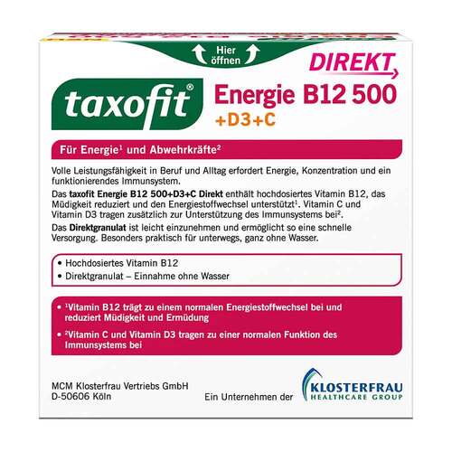 Taxofit Energie B12 500 + D3+C Direkt Granulat - 8
