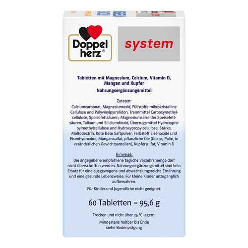 Doppelherz Magnesium + Calcium +Kupfer+Mangan syst.Tab. - 4