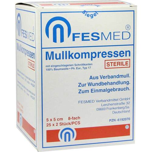 Mullkompressen ES 5x5 cm steril 8fach - 1