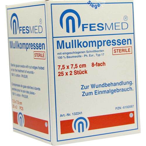 Mullkompressen ES 7,5x7,5 cm steril 8fach - 1