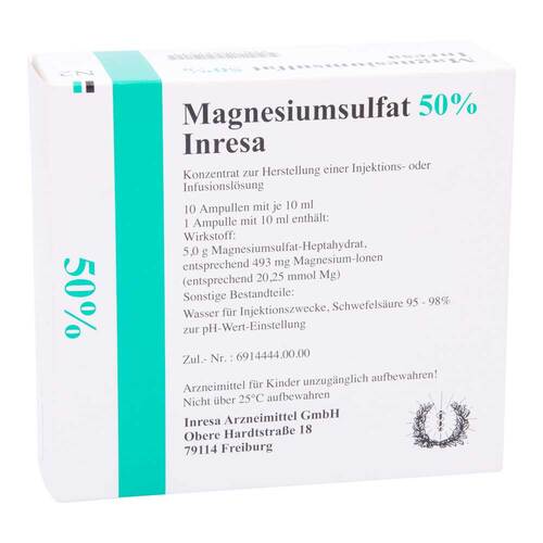Magnesiumsulfat 50% Inresa Konzentrat z.H.einer Injektion - / Infusionsl. - 1