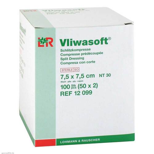 VLIWASOFT Schlitzkompressen 7,5x7,5 cm steril 4l. - 1