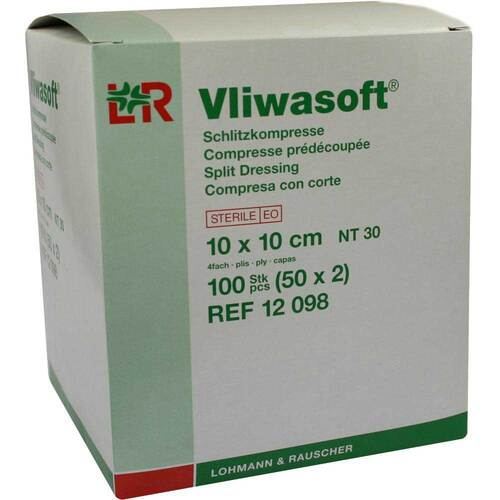 VLIWASOFT Schlitzkompressen 10x10 cm steril 4lagig - 1