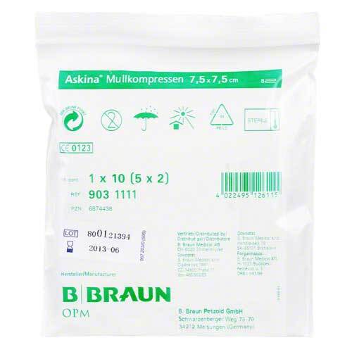 Askina Mullkompressen 7,5x7,5 cm steril - 1