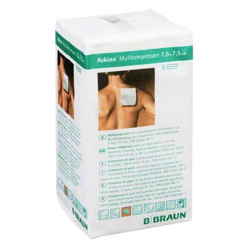 Askina Mullkompressen 7,5x7,5 cm unsteril 8fach - 1