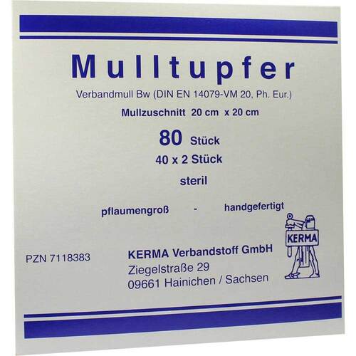 Mulltupfer 20x20 cm pflaumengro&szlig; steril - 1
