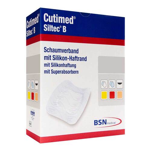 Cutimed Siltec B Schaumverband 7,5x7,5 cm mit Haftrand  - 1