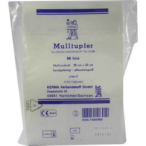 Mulltupfer 20x20 cm pflaumengro&szlig; steril - 1