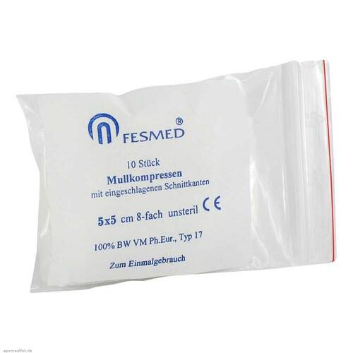 Mullkompressen ES 5x5 cm unsteril 8fach - 1