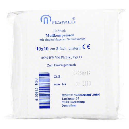 Mullkompressen ES 10x10 cm unsteril 8fach - 1