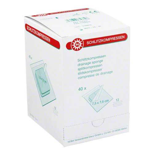 Schlitzkompressen Mull 7,5x7,5 cm steril 12fach - 1