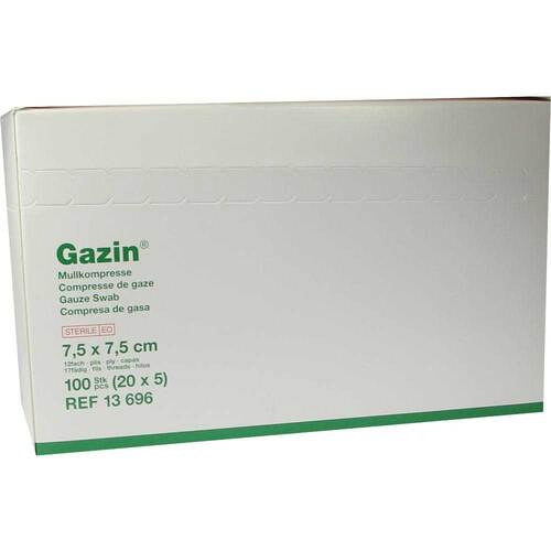Gazin Mullkomp.7,5x7,5 cm steril 12fach mittel - 1