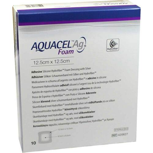 AQUACEL Ag Foam adh&auml;siv 12,5x12,5 cm Verband - 1