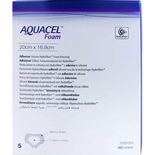 AQUACEL Foam adh&auml;siv Sakral 16,9x20 cm Verband - 1