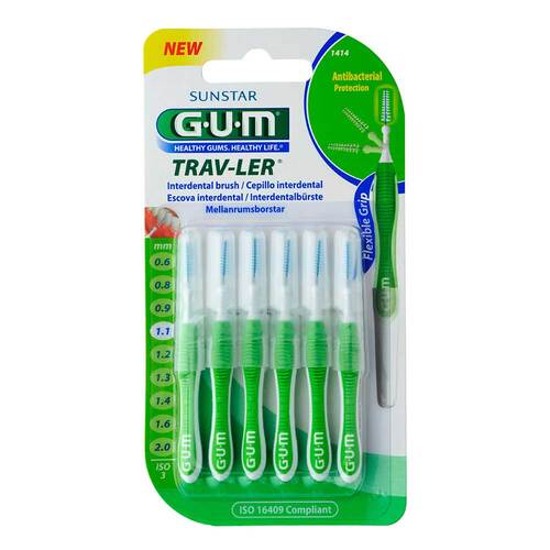 Gum Trav-Ler 1,1mm Tanne gr&uuml;n Interdental + 6Kappen - 1